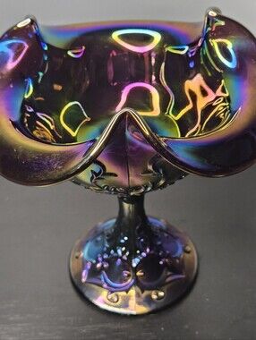 Rare Vintage Fenton Amethyst Carnival Glass "Spanish Lace"